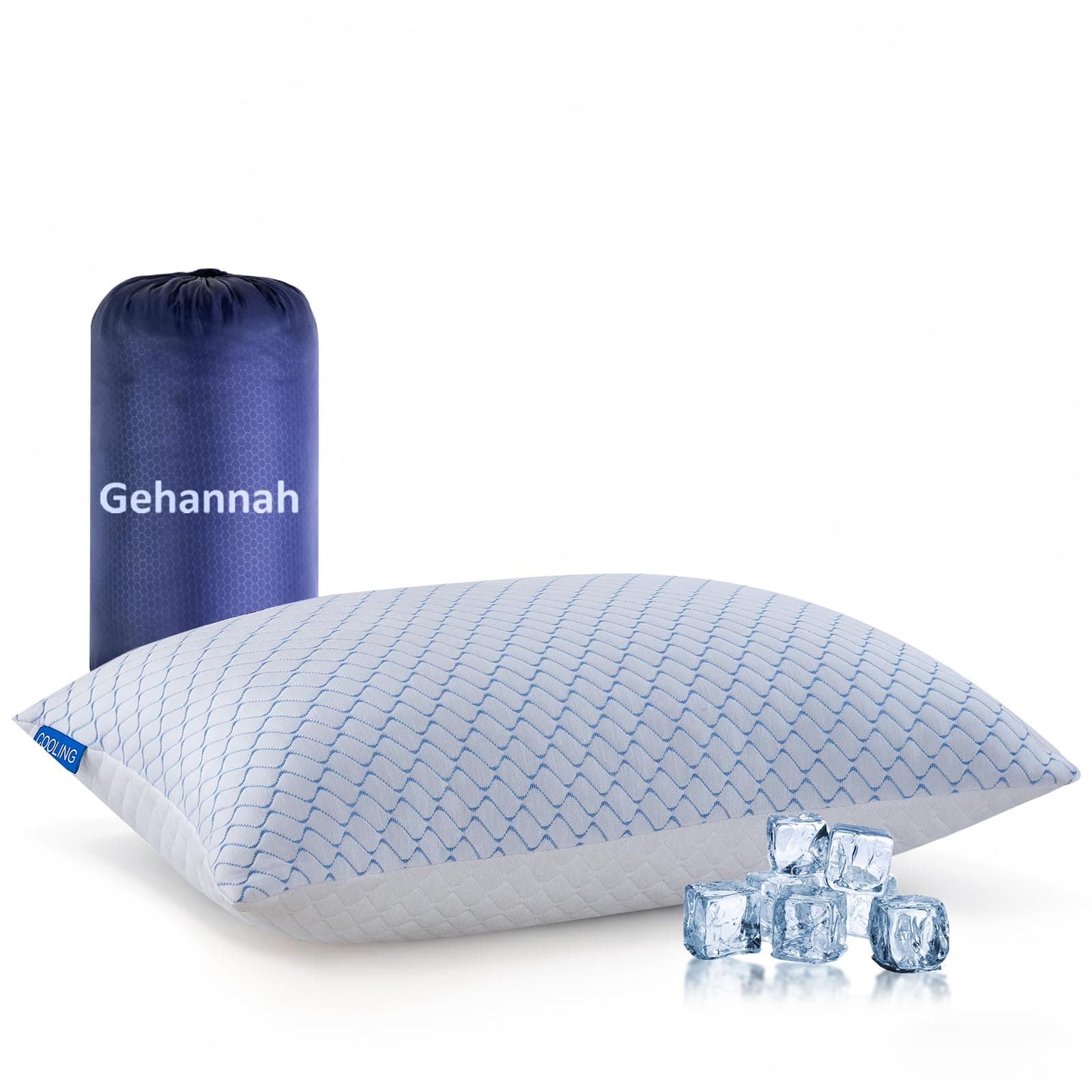 Gehannah Travel Pillow - Large 1 Pack Compressible Camping Pillow for Sleeping - Shredded Memory Foam with 1 Storage Bags - Supportive for Adults, Kids, Outdoor, Backpacking, Hiking Gear