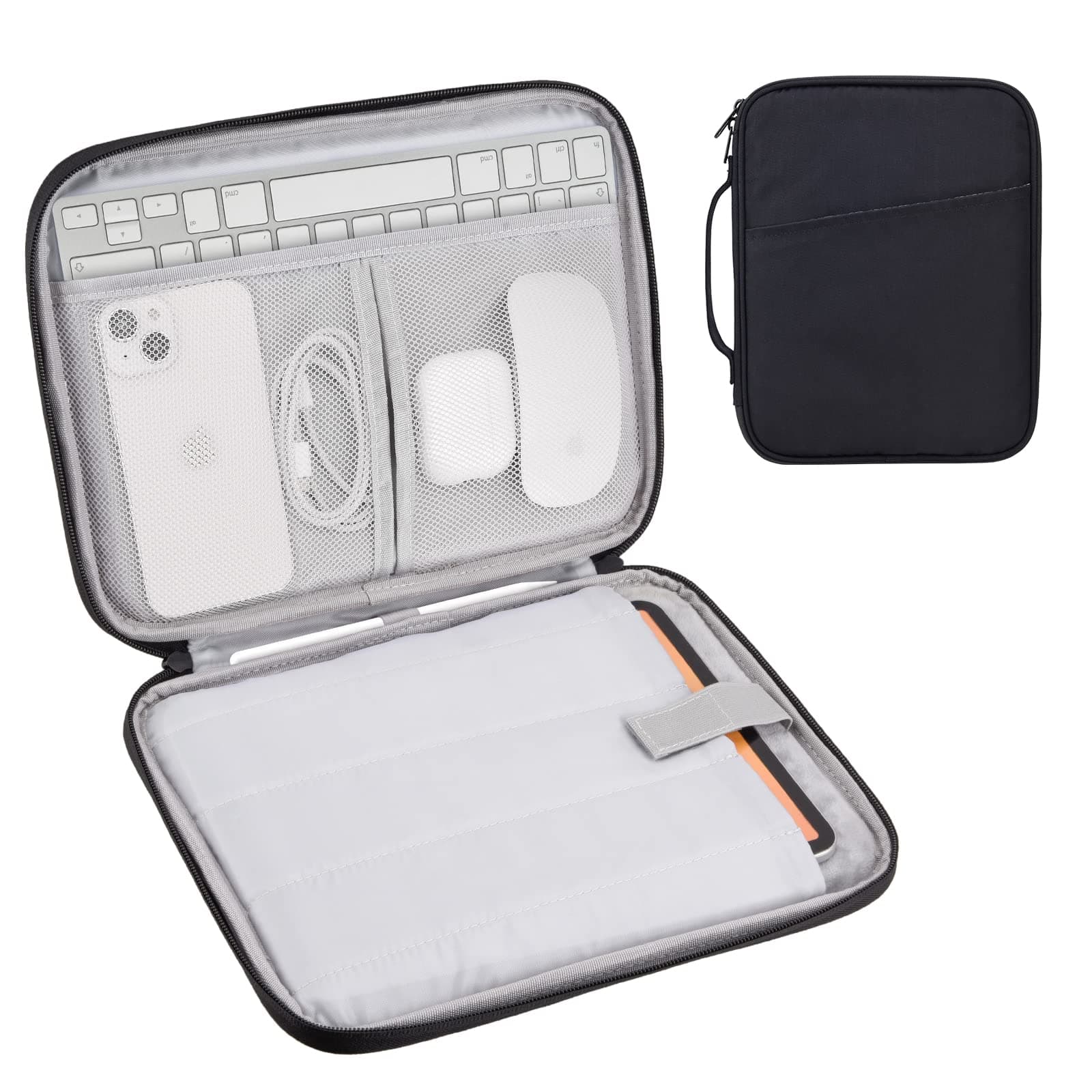 iPad Pro 12.9 Carrying Case Bag, Padded Protective Tablet Sleeve for iPad Pro 12.9 M2/M1/2018-2020, Surface Pro 9/8/X/7/6, 12.4 Galaxy Tab S8/S7+ (Black-12.9)