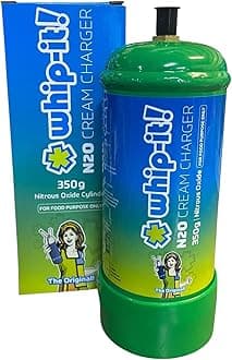 Whip-It! The Orignal Premium N2O - Nitrous Oxide - Pure Culinary Gas 350g Cylinder/Tank Cream Charger- Pure Food-Grade Culinary Gas with Standard Dispensers For Food Purpose Only (1)