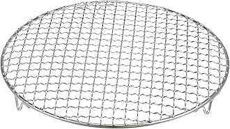 HARFINGTON Round Cooking Rack 10.6-inch 201 Stainless Steel Cross Wire Barbecue Grill Net with 20mm Legs for Cooking Baking Steaming BBQ