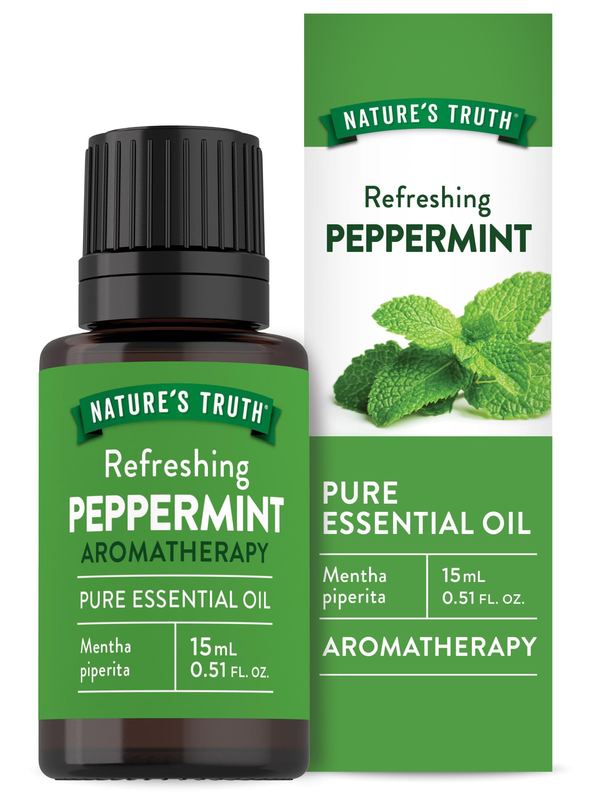 Nature's Truth Peppermint Essential Oil | 15 mL | Invigorating Peppermint Scent | for Diffusers and Aromatherapy | Plant Based, Non-GMO & Gluten Free