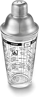 Outset Glass and Stainless Steel Cocktail Shaker, 3.25 x 3.25 x 8.5 inches, Multicolored