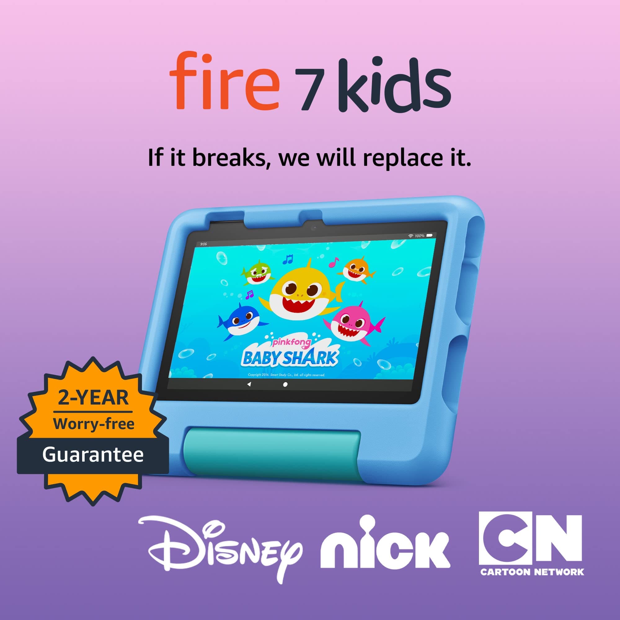 Amazon Fire 7 Kids tablet, ages 3-7. Top-selling 7" kids tablet on Amazon. Includes ad-free and exclusive content, easy parental controls, 10-hr battery, 16 GB, Blue