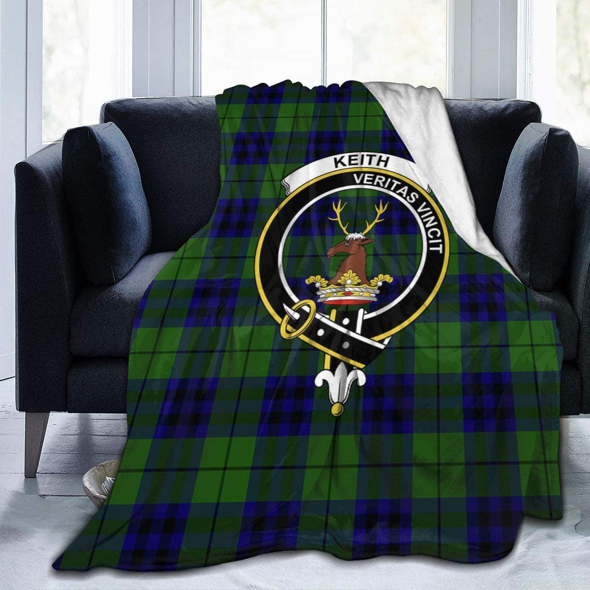 Jun2K Ultra-Soft Micro Fleece Blanket,Keith Modern Tartan Clan Badge Throw Blanket Sheet 50"x40"