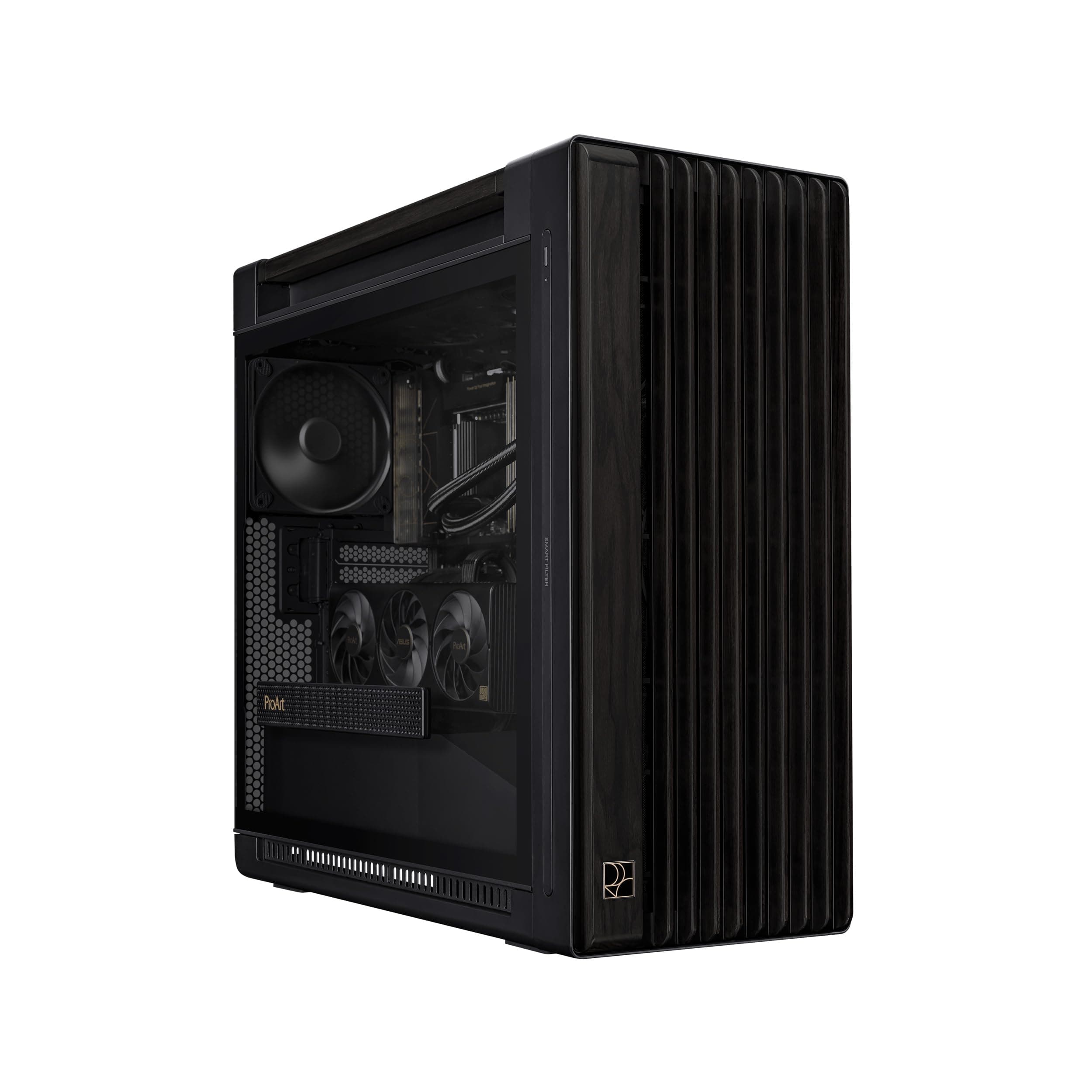 ProArt PA602 Wood Edition - Tempered Glass Panel E-ATX PC case, 420 mm Radiator Support, 1x 140 mm + 2X 200 mm pre-Installed Fans, Power Lock Latch, Tool-Less PCIe mounting, USB 20Gbps Support