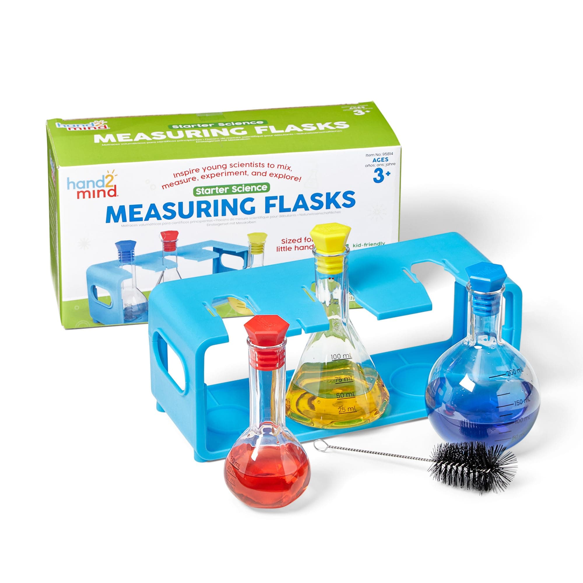 Hand2Mind Starter Science Measuring Flask Set - Plastic Beakers, Measuring Toys, Kids Chemistry Set, Educational Science Kits, Classroom Science Supplies