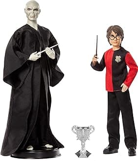 Harry Potter 2-Pack Gift Set: 12-inch Voldemort & 10.5-inch Harry Dolls with Film-Inspired Fashion & Wands, Ages 6+