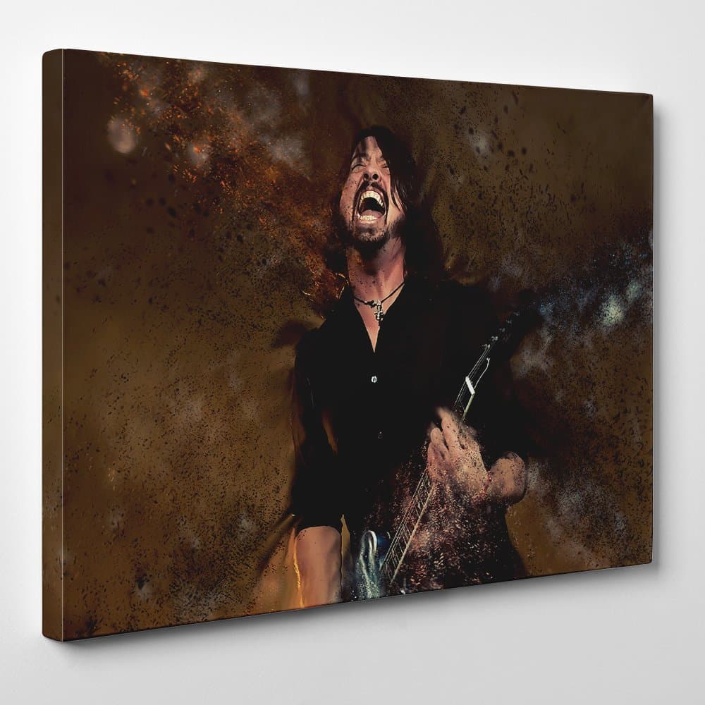 Dave Grohl Foo Fighters - Framed Canvas Art Print - Music band The Pretender, 24x16 inches / 61x41x1.8 cm