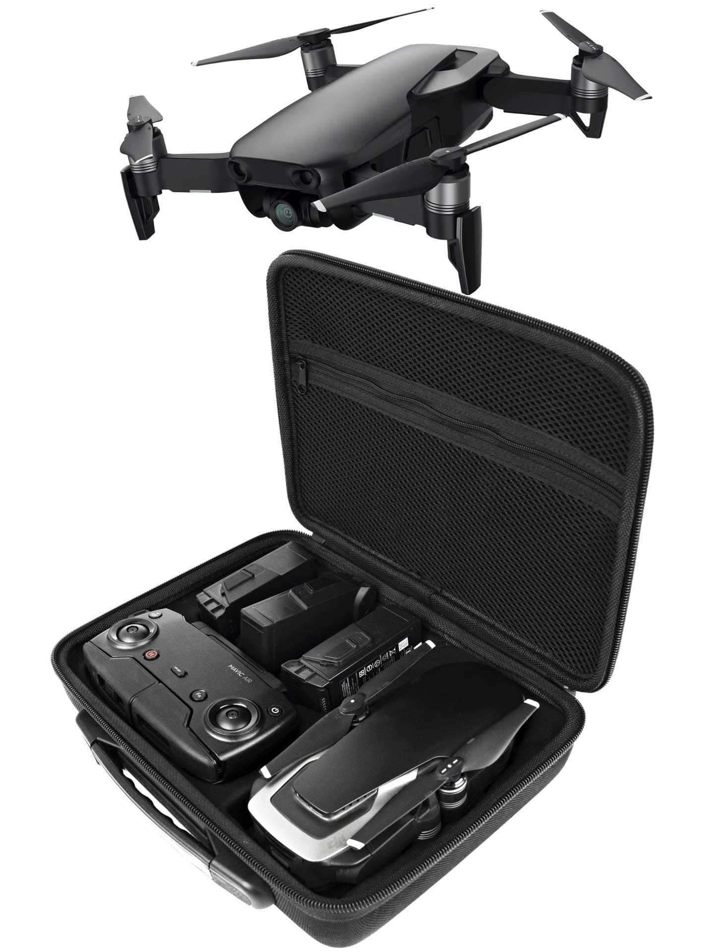 MAVIC AIR GO CASE (DRONEGEAR EDITION) - Compact Hardshell Nylon Travel Case for DJI Mavic Air Body, Controller, & 3 Spare Batteries