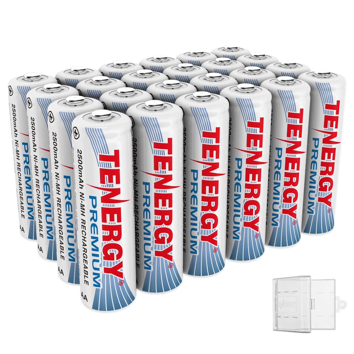 Tenergy 24 Pack Premium Rechargeable AA Batteries, 2500mAh Capacity Double A NiMH Battery