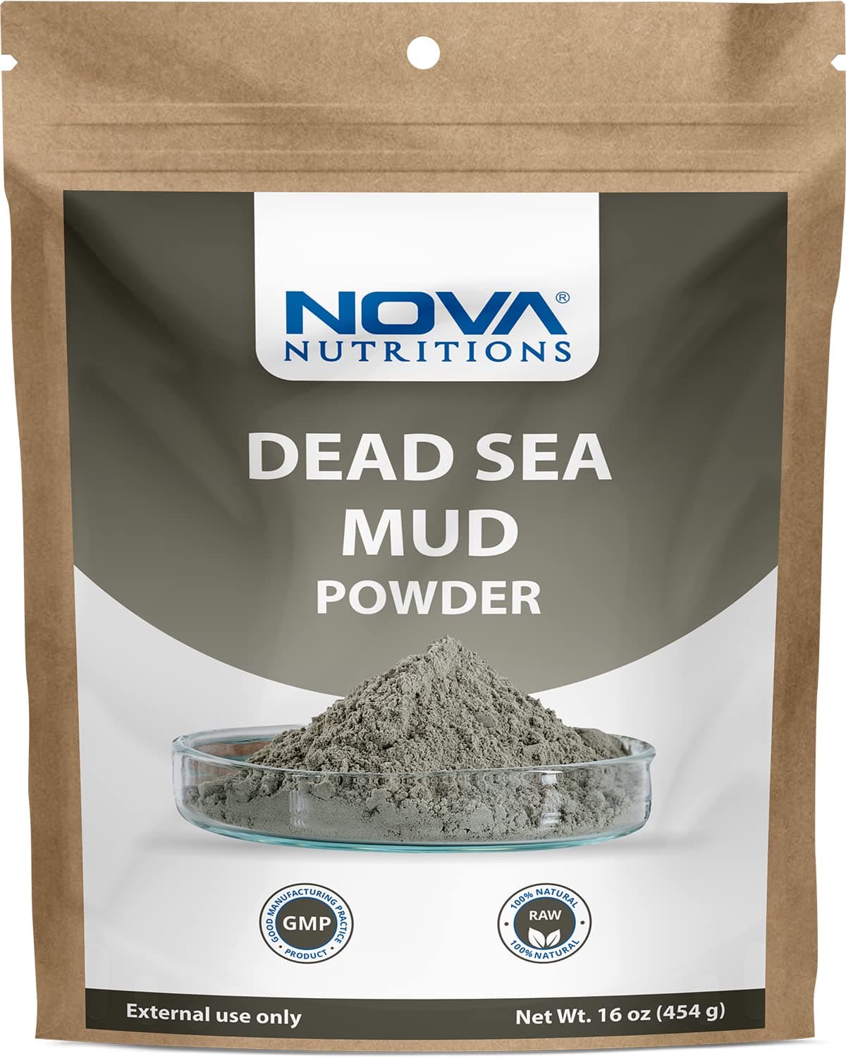 Nova Nutritions Dead Sea Mud Powder 16 OZ (454 Gram) - for Facial Body, Mask & Skin - Natural Regenerator