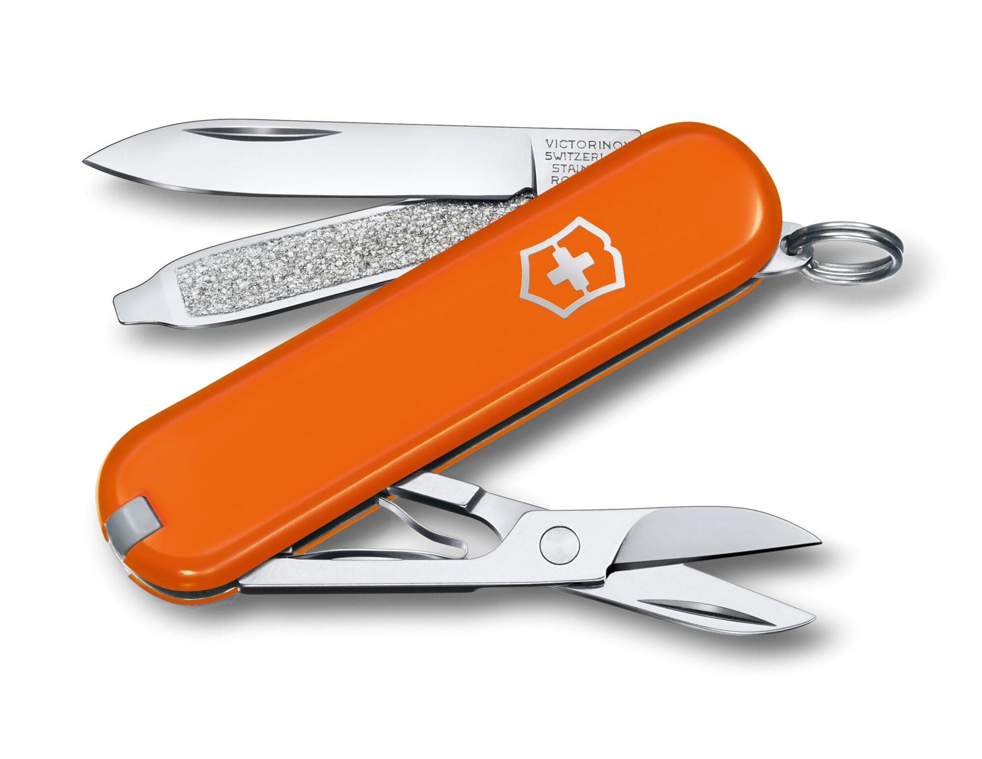 Victorinox Swiss Army Knife - FRESH. STYLISH. COLORFUL SWISS CLASSICS - 7 Function, Multitool with a Pair of Scissors - Mango Tango, 58 mm