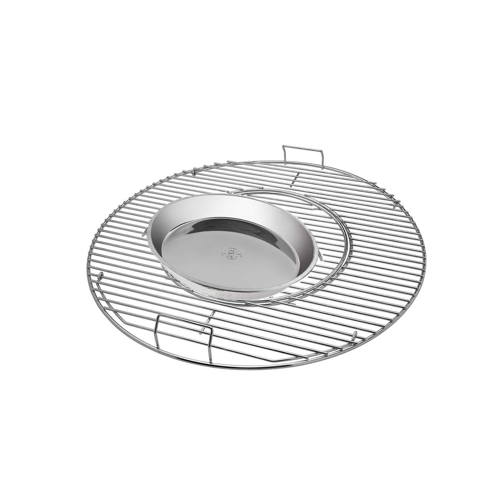 AJinTeby 8835 Gourmet BBQ System Hinged Cooking Grate with 12" Drip Pan for 22.5 inch Weber One-Touch Silver, Bar-B-Kettle, Master-Touch, for Weber Vortex, Barrel 22" Sear Charcoal Grill Accessories