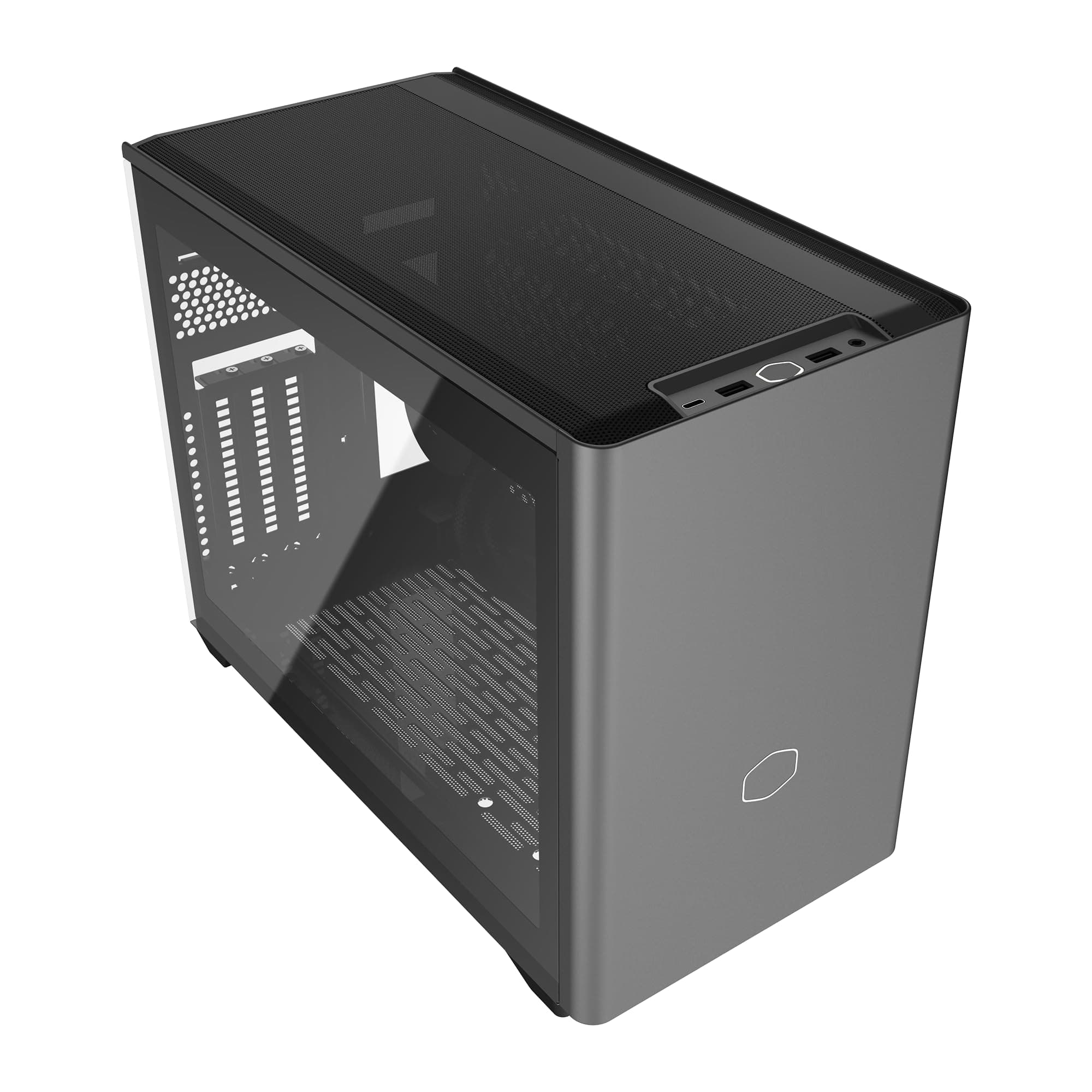 Cooler Master NR200P MAX SFF Small Form Factor Mini-ITX Case with Custom 280mm AIO, 850W SFX Gold PSU, Triple-Slot GPU, Premium PCIe Gen4 Riser, Tempered Glass or Vented Panel Option, Grey