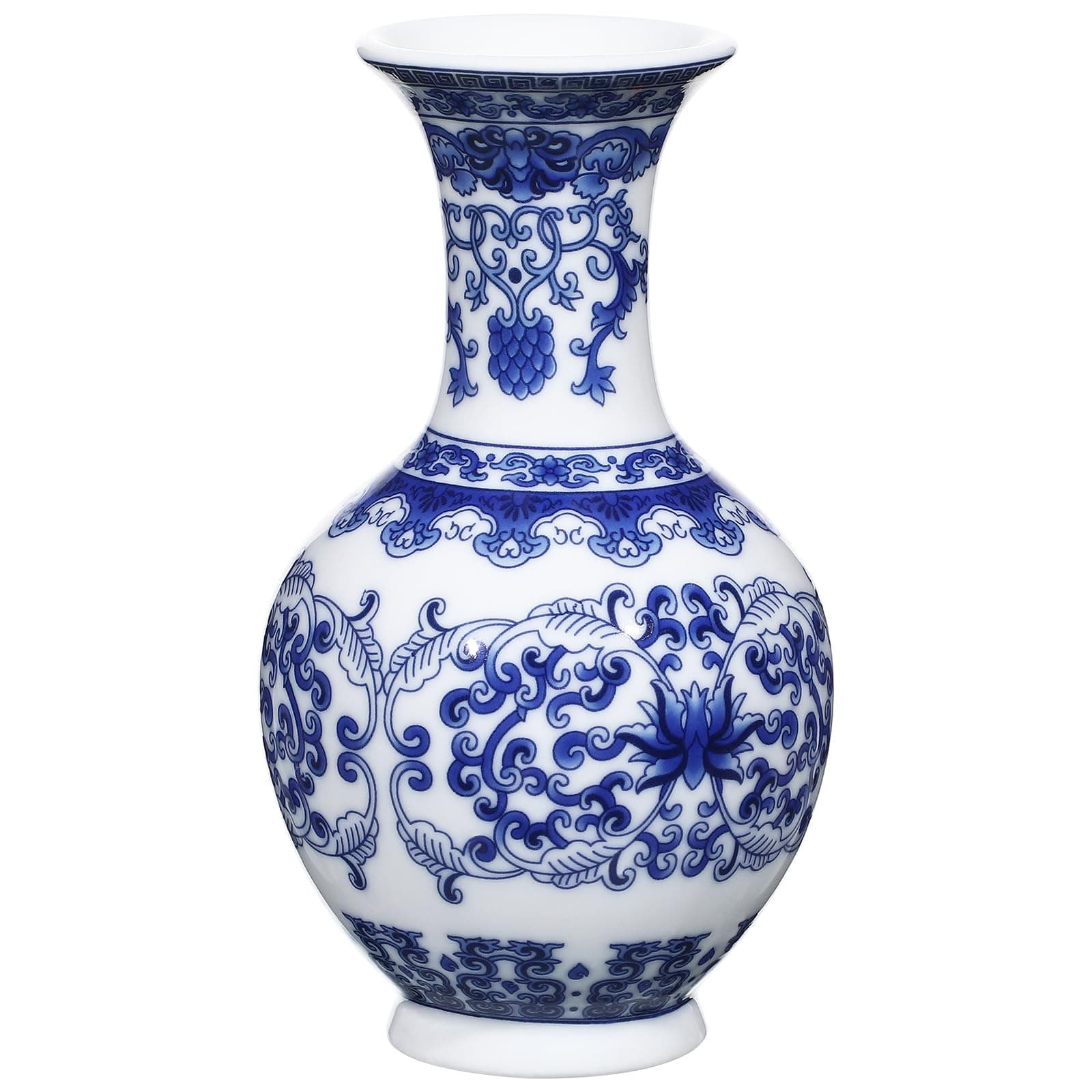 Blue and White Vase, Mini Blue and White Porcelain Ceramic Vase for Home, Living Room, Bookshelf, Mantle Fireplace, Table