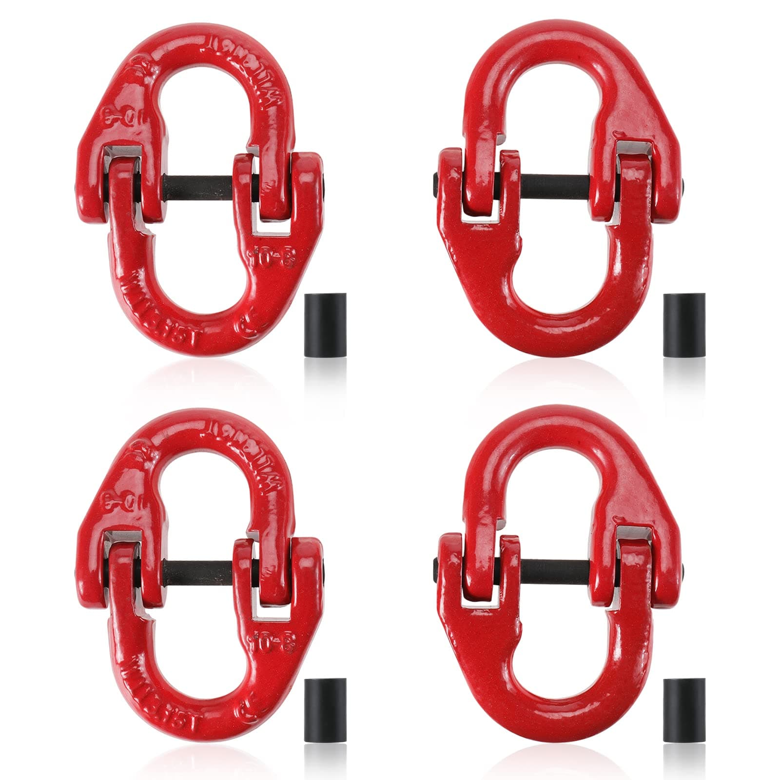 NORJIN 4 Pack G80 Alloy Steel Hammerlock Coupling Link, 5/16" Hammer Lock Safety Chain Connector Link 4400 lbs Working Load Limit