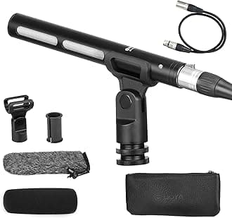 BOYA XLR Microphone, Professional Cardioid Mini Shotgun Condenser Mic with 12-48 Phantom Power for Video Camera Recording Film Interview ENG/EFP