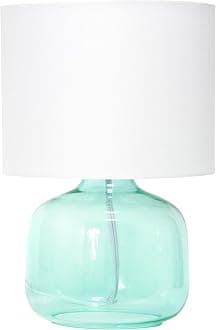 Simple Designs LT1211-AOW 13.75" Contemporary Glass Table Lamp, Aqua with White Shade