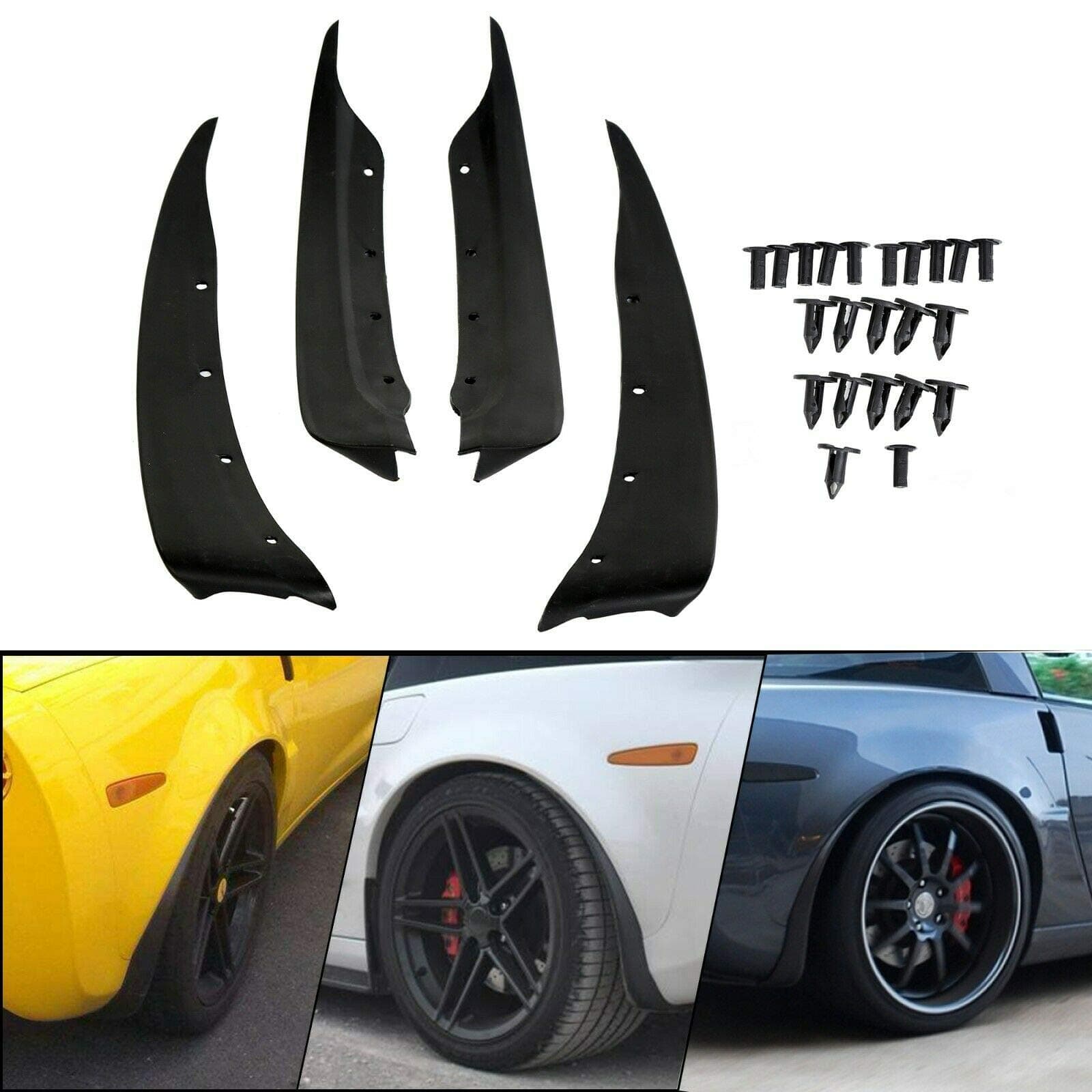 Fit 2005-2013 for Chevrolet C6 Corvette Molded Mud Flap Splash Guards Front Rear Kit
