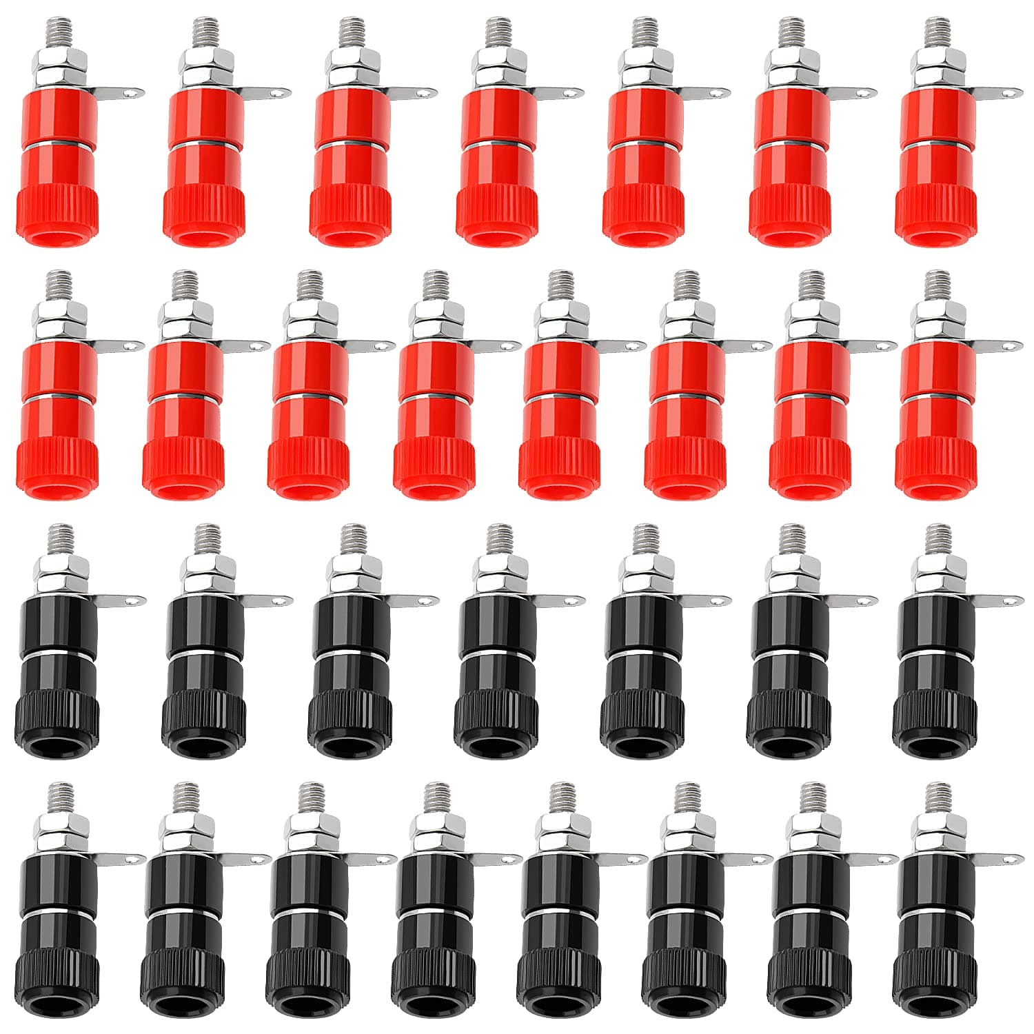 KUOQIY 30 PCS 4 mm Banana Socket, Binding Post Banana Plug, Audio Speaker Socket Amplifier Terminal Connector, for 4mm Banana Plug Connector (Red, Black)