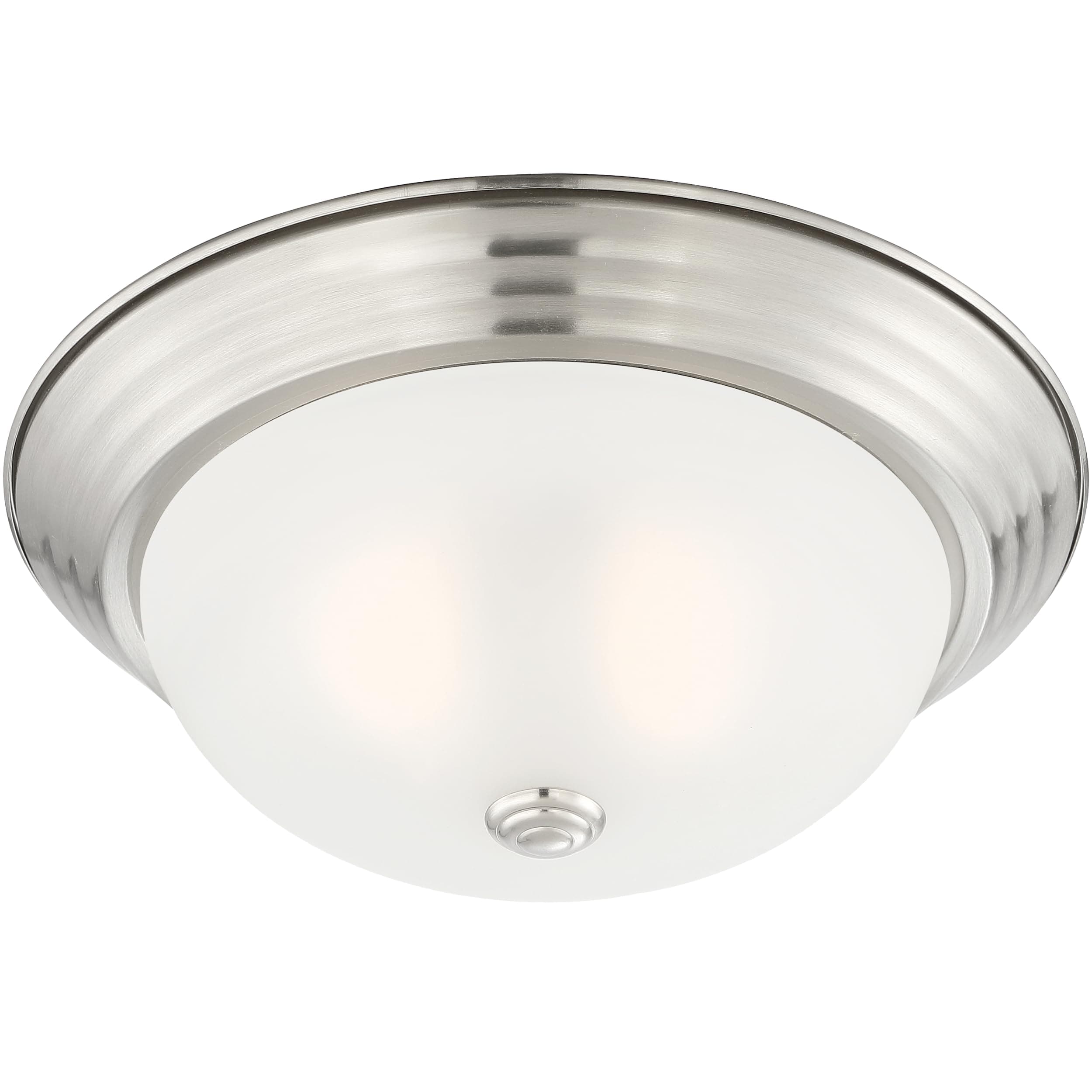 DESIGNERS FOUNTAIN Reedley 2-Lights Flush Mount Ceiling Light, 11 Inch Lighting Fixture for Kitchen, Bedroom, Bathroom, and Hallway, Satin Platinum with Etched Glass, 1257S-SP-W