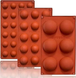 Semi Circular Silicone Molds, Non-Stick Silicone Chocolate Molds,3 Packs Baking Molds for Making Chocolate, Cake, Jelly, Desert, Biscuit, Dome Mousse (6 Cups, 15 Cups and 24 Cups)