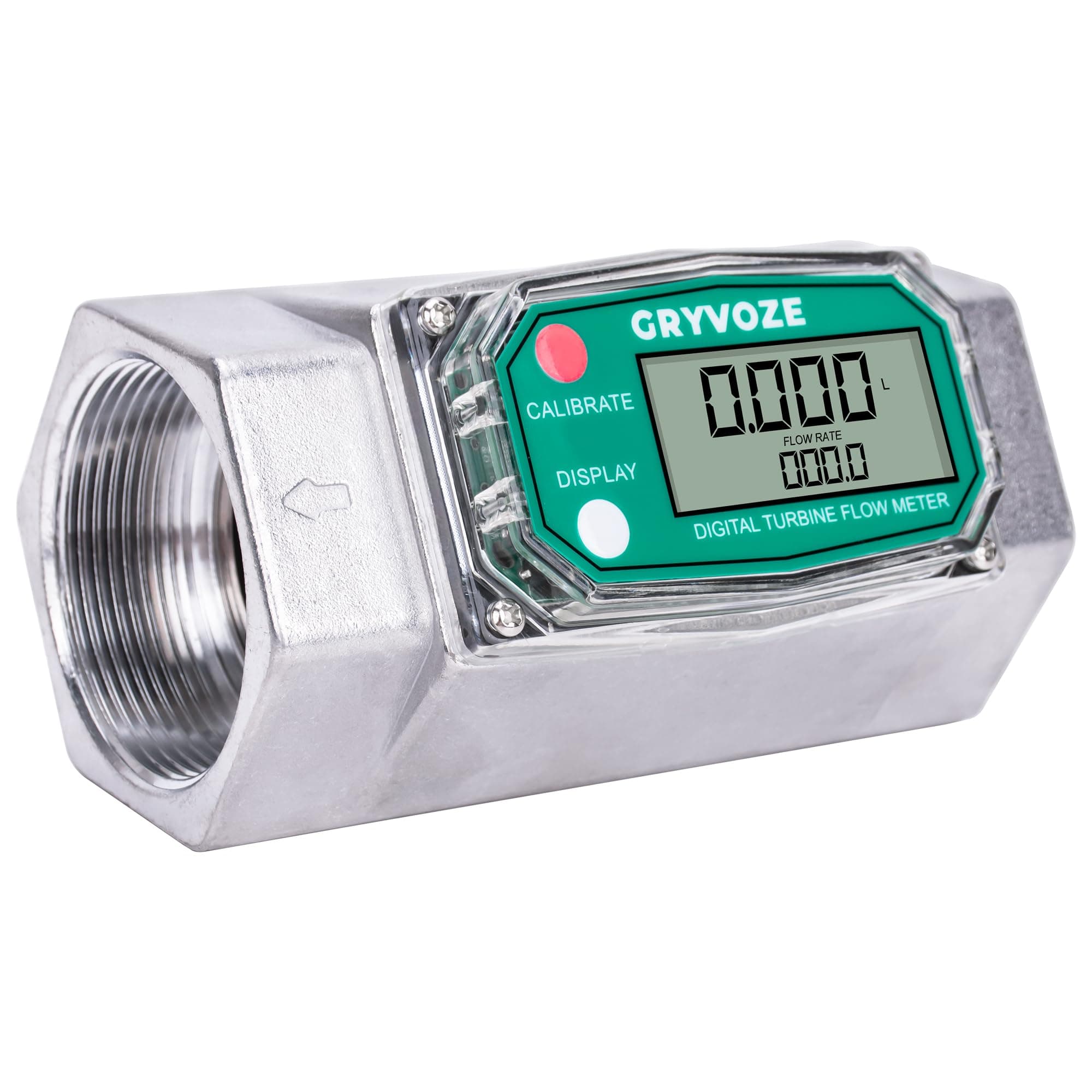 2 Inch Digital Turbine Flow Meter, 15.8-132 GPM Inline NPT Thread Fuel Flowmeter with LCD Display for Water, Diesel, Gas Oil, Gasoline, and Other Liquids - Supports Gallon, QTS, PTS, L, m³
