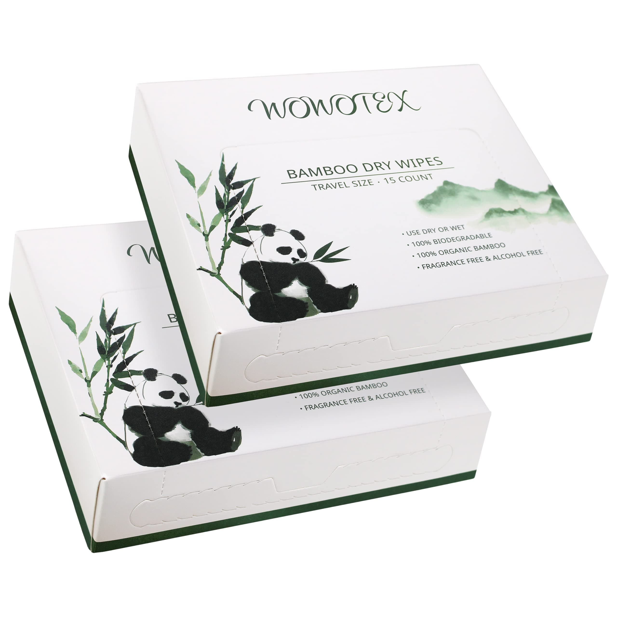 Travel Size Bamboo Rayon Disposable Face Towel Biodegradable Large Dry Face Wipes 30 Count/2 Box Extra Thick Soft Clean Facial Towels for Facial and Body Cleansing, Travel, Camping