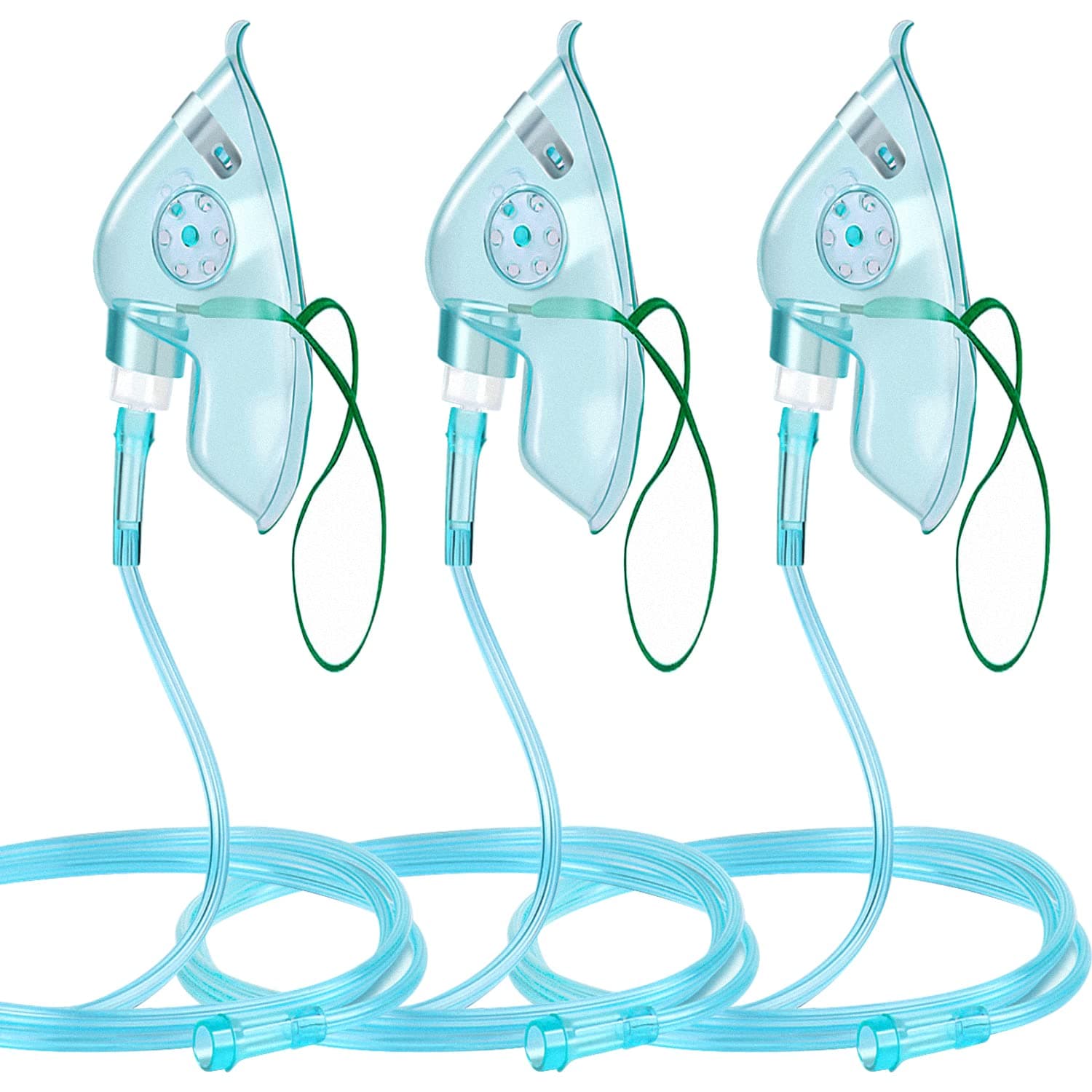 Guatbsecure Standard Oxygen Mask with 6.6' Tubing and Adjustable Elastic Strap - 3 Packs - Size XL
