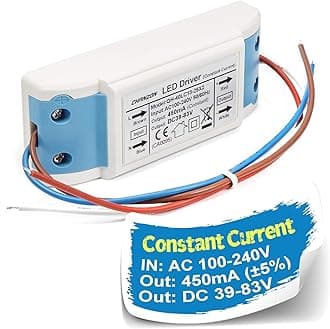 Chanzon LED Driver 450mA (Constant Current Output) 39V-83V (Input 100-240V AC-DC) (13-25) x2W Power Supply 450 mA Lighting Transformer Drivers for High Power COB Light Lamp Bulb (Plastic Case)