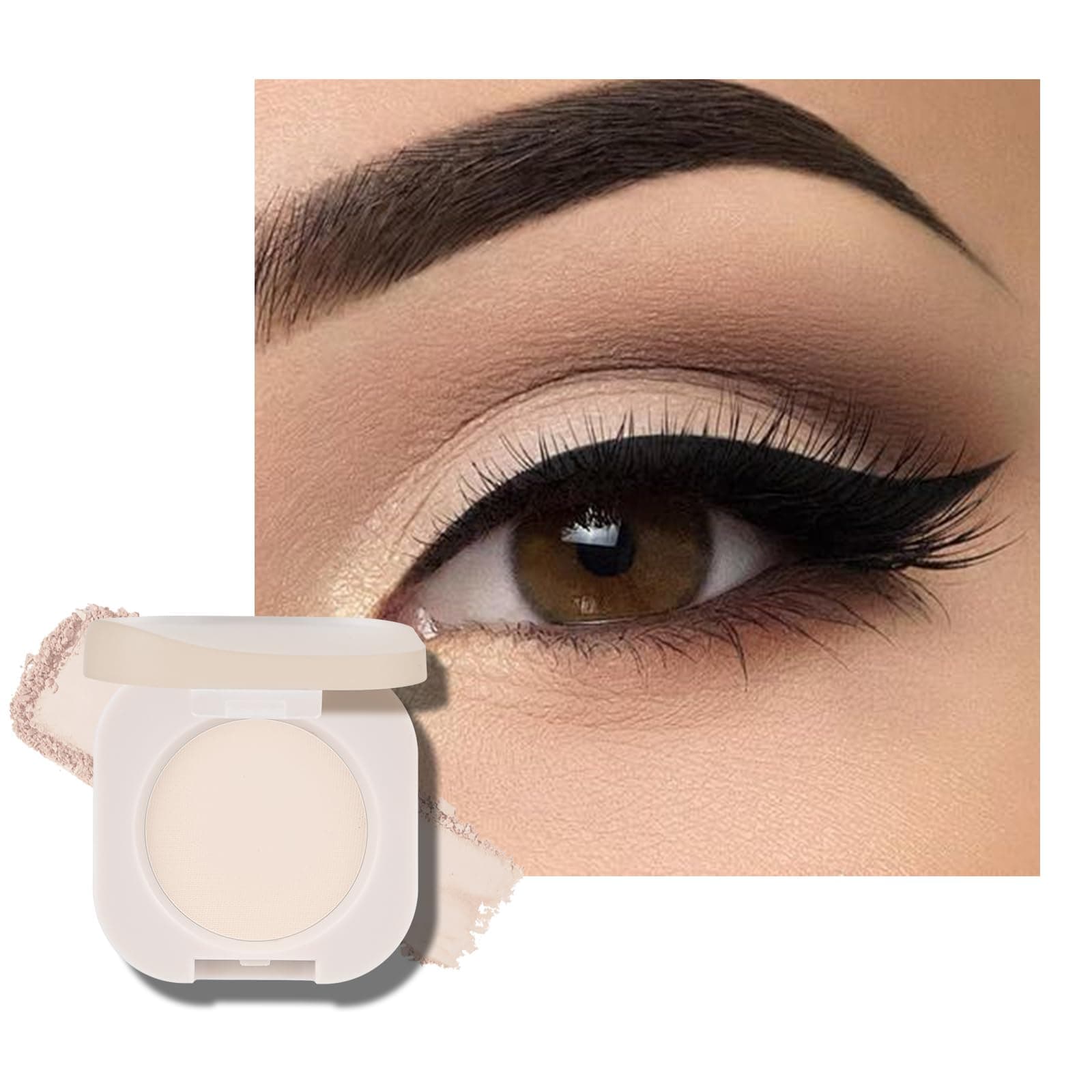 Beige Matte Single Eyeshadow, Multiuse for Matte Eyeshadow and Primer, Buildable Off White Eyes Shadow, Ultra-fine Lightweight, Crease-proof High Pigmented Formula, Moonlight