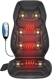 COMFIER Massage Seat Cushion, Back Massager with 8 Massage Nodes and 5 Modes, Adjustable Chair Massage Pad with Heat for Home Office, Chair Pad with Calef