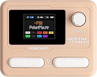 SONICAKE Pocket Master Portable Multi Effect Pedal 100+ Built-in Guitar/Bass/Sound Effects, Amplifier Modeling, IR Cabinet Simulation, Stereo OTG USB Audio Interface, Rechargeable (Pink)