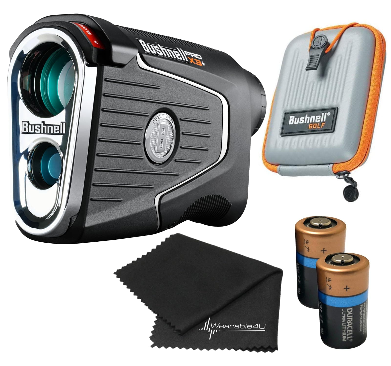Bushnell Pro X3+ (Plus) Laser Golf Rangefinder (MPN: 202450) w/ Wearable4U Towel | 2xCR2 Bundle