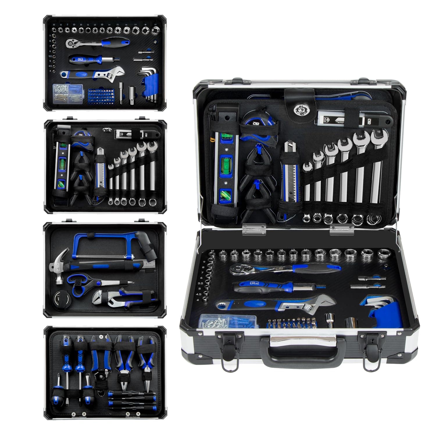Home Tool Kit, 259-Piece Household Hand Tool Set with Heavy Duty Aluminium Tool Box, Basic Toolkit for Home, RV, Car, Workshop and More