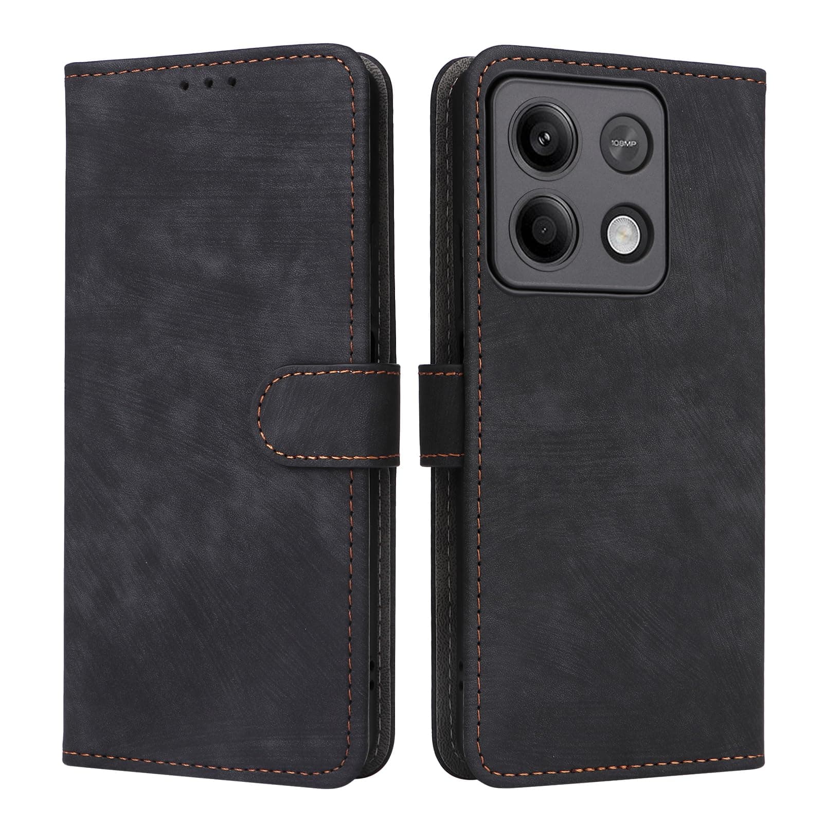 Unichthy Case for POCO M6 Pro Cover Shockproof Leather Wallet Case with [RFID Blocking] Credit Card Holder Stand Book TPU Flip Case Folio Phone Cover for Xiaomi POCO M6 Pro 4G Black