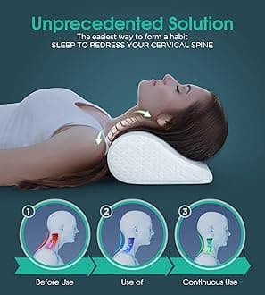 Cervical Neck Pillows for Pain Relief Sleeping, High-Density Memory Foam Pillow Neck for Bolster Support and Shoulder Relaxer, Decompression Devices Orthopedic Roll Pillow for Bed Office