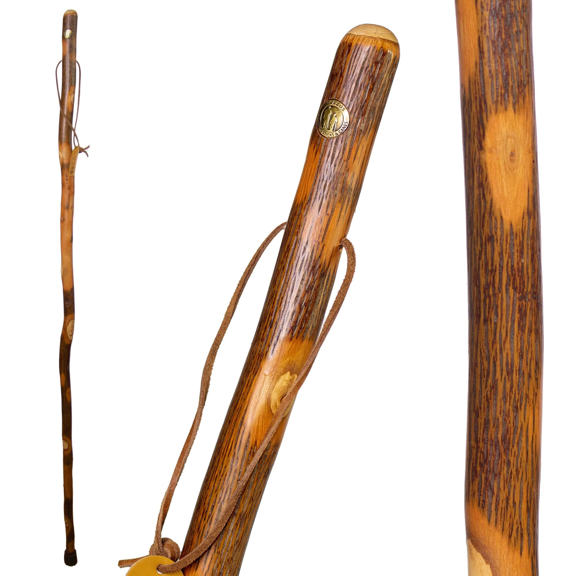 Rustic Wood Walking Stick, Hickory, Traditional Style Handle, for Men & Women, Made in The USA