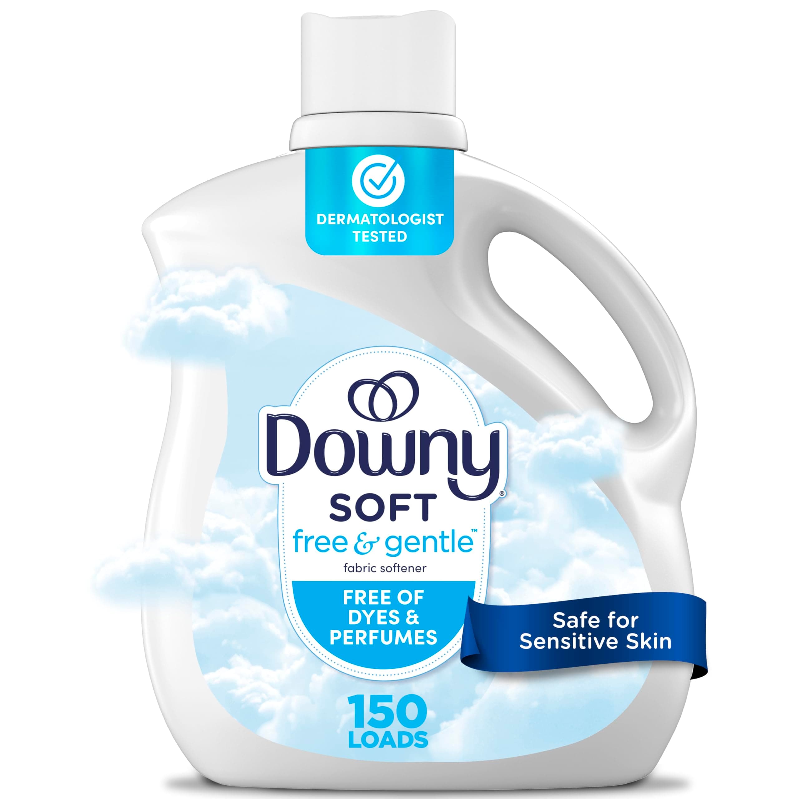 Free & Gentle Liquid Fabric Softener, 111 fl oz, 150 Loads, Hypoallergenic, Sensitive Skin Friendly Fabric Conditioner Liquid