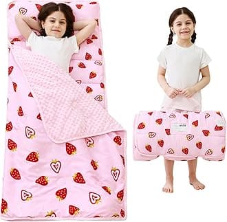 - Toddler Nap Mat with Pillow and Blanket, Extra Large Rolled Napping Mats,Slumber Bags for Boys Girls,Kids Sleeping Bag for Daycare, Preschool Travel Camping