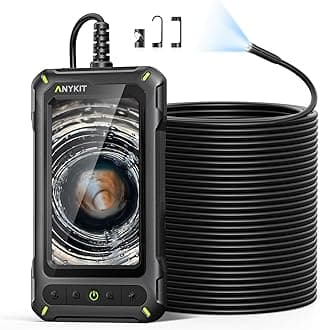 Anykit Endoscope Camera with Light, 1080P Industrial Endoscope Camera with 0.3 Slim Probe, 4.3” HD Screen Snake Cam, 33 FT Semi-Rigid Cable Bore Scope for Pipe, Engine, Inside Wall IP67 Waterproof