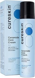 Cureskin Ceramide Care Cream SPF 40 PA+++ Anti-Aging & Skin Barrier Strengthening Moisturiser with Hyaluronic Acid, 50 g (Pack of 1)
