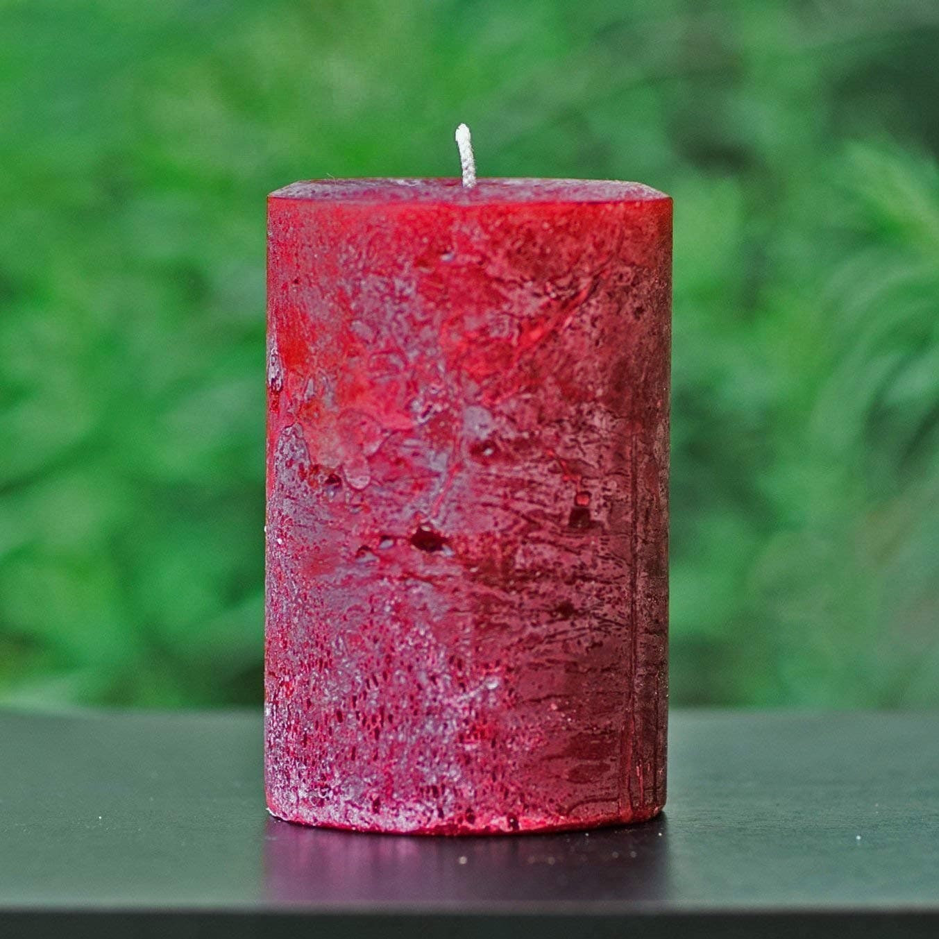 Still Water CandlesHandmade Red Pillar Candle Rustic Textured Unscented, Clean Burning Wax, Choose Small to Big Sizes, Primitive Country Farmhouse Decor for Table Centerpiece