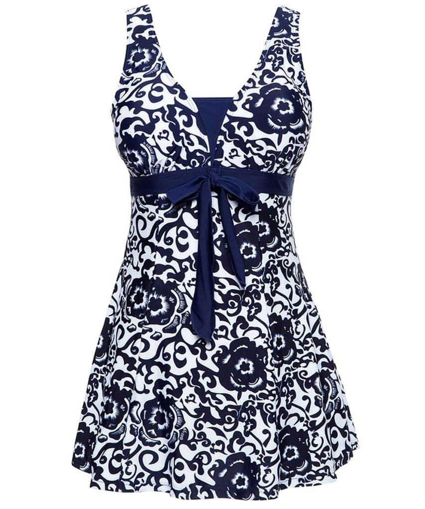 Milkuu Women's Plus-Size Retro Print Pin up Bathing Suits Swimdress