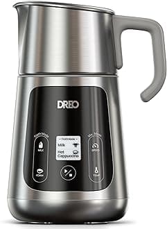 DREO All-in-1 BaristaMaker Milk Frother, Electric Foam Frother for Latte Art Microfoam and Coffee, 15oz/450ml Automatic Milk Warmer with 30 Drinks, Dishwasher Safe, Dairy/Plant-Based Milk