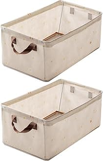 House of Quirk 2pcs Store Wardrobe Organizer For Clothes With Metal Fram Foldable Storage Box, Clothing Storage Boxes For Pants, Shirt, Sweaters, Jeans, Socks (Beige Duck)