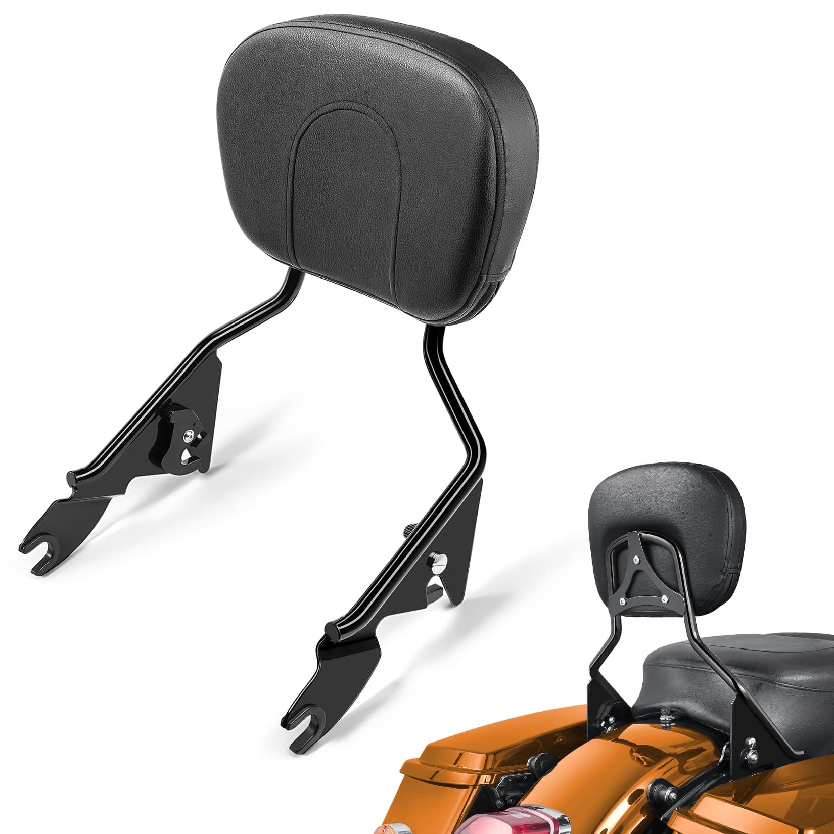 Detachable Passenger Backrest, Quick Release 2-up Sissy Bar Fit for Harley Davidson Touring Street Glide Road Glide Road King Electra Glide 2009-2024, Gloss Black