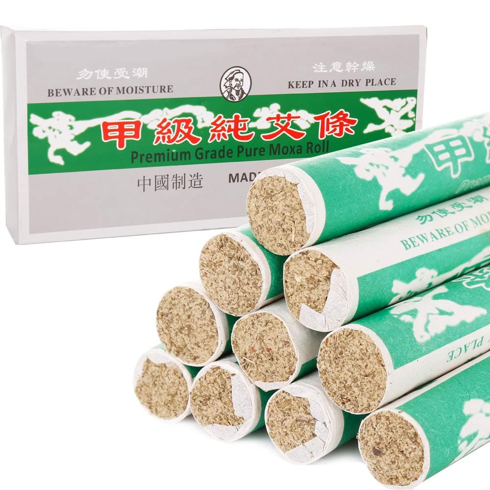 powerking Moxa Sticks - 10 Rolls Pure Moxa Rolls for Mild Moxibustion Health Care Relieve Body Pain Massage