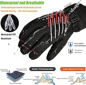 MOREOK -10°F Winter Warm Gloves-3M Thinsulate Waterproof Touch Screen Insulated Gloves Bike Gloves Cycling Gloves [Reflective Tape] [Waterproof TPU Membrance] RED-S