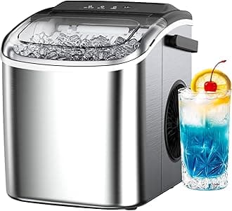 30 lbs/24H Countertop Ice Maker Machine,One-Button Operation,9 Bullet-Shaped Ice in 6 Min, Auto-Cleaning